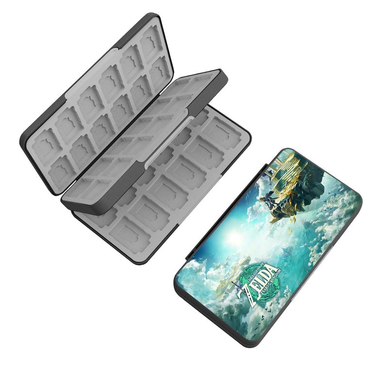 doepeBAE Switch Game Card Case Compatible with Nintendo Switch,Game Card Storage Holder,New Portable Thin Card Protection Case with 48 Game Card Slots and 48 TF Card Slots (S Blue) - Image 1